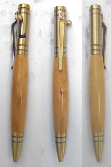 Pen Tec Boxwood Barrell Antique Brass Body P078