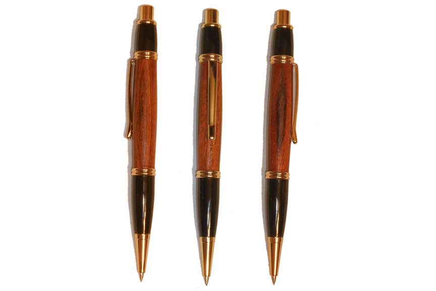 Pencil Click Grande Cherry wood Barrel - 24 kt gold trim P085PE