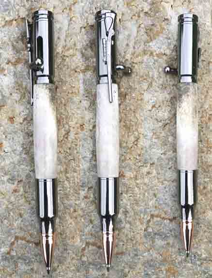 Pen Deer Antler  30 Caliber Bolt Action Gun Metal Bullet Cartridge Pen P124