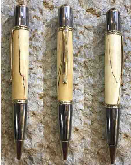 Pen Twist to Open  Grande Box Elder  Wood  -Gun Metal - 24 kt gold trim P128