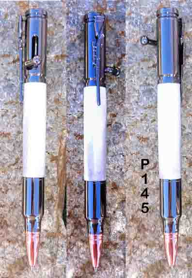 Pen Deer Antler  30 Caliber Bolt Action Gun Metal Bullet Cartridge Pen P145