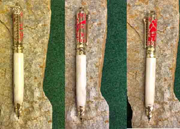 Pen Firefighter "Push and Lock" Deer Antler  with Polished Brass BodyP146