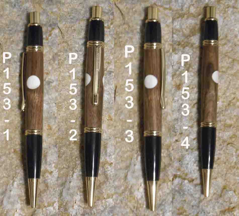Pen Designer Pro, Black & Gold, Walnut Wood with Deer Antler inlay P153
