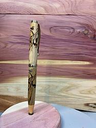 Pen Slimeline Bird and Vine, Birch Wood 24 Kt gold plated metal P157